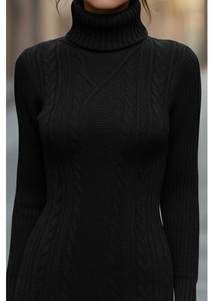 Kadın Uzun Kollu Balıkçı Yaka Kısa Triko Elbise fiyatları