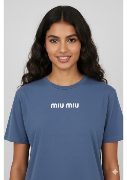 Kadın Mıu Mıu Yazılı T-Shirt