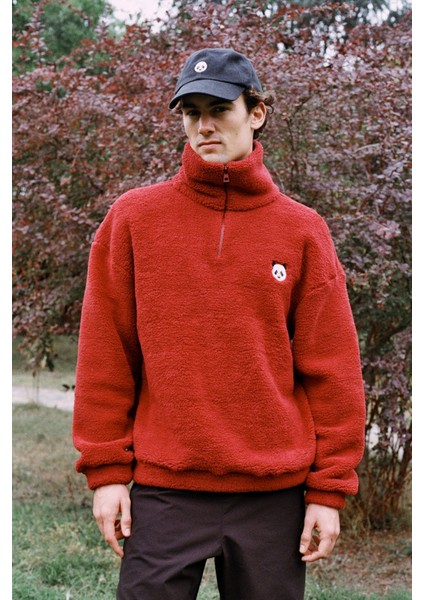 Panda Sherpa Quarter-Zip Sweatshirt - Bordo modelleri