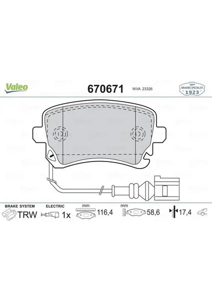 670671 Arka Fren Balatasi 7E0698451 7E0698451A 7E0698451B