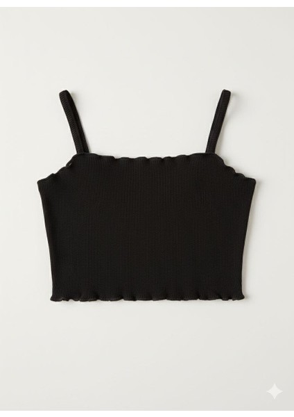 Kız Çocuk Crop Askılı Siyah