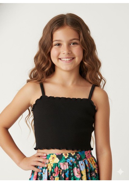 Kız Çocuk Crop Askılı Siyah fiyatları