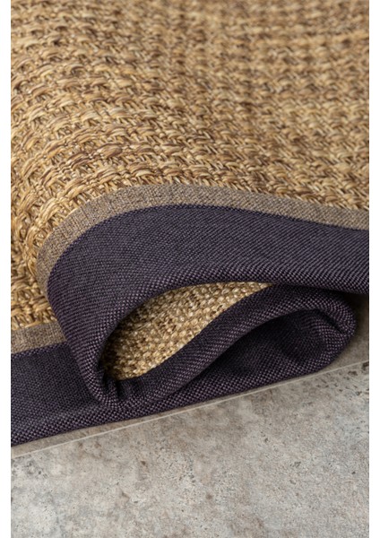 Bombay Kahve Halı Mor Kahve Bordürlü Kolay Temizlenen Hasır Dokulu Sisal Halı 666 modelleri