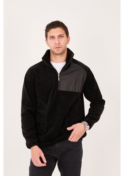 Regular/normal Kesim Dik Yaka Fermuarlı Polar Erkek Sweatshirt - R2642