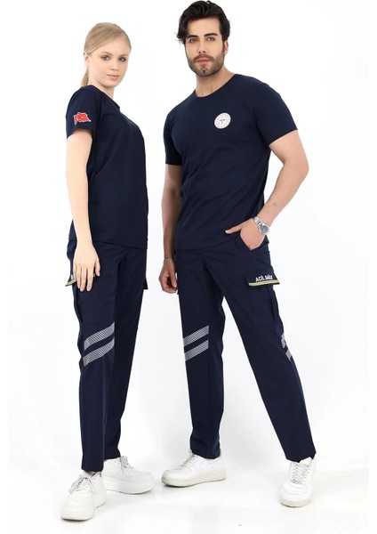 Acil Sağlık Yuvarlak Yaka Penye Kısa Kol Tshirt - Lacivert fiyatları