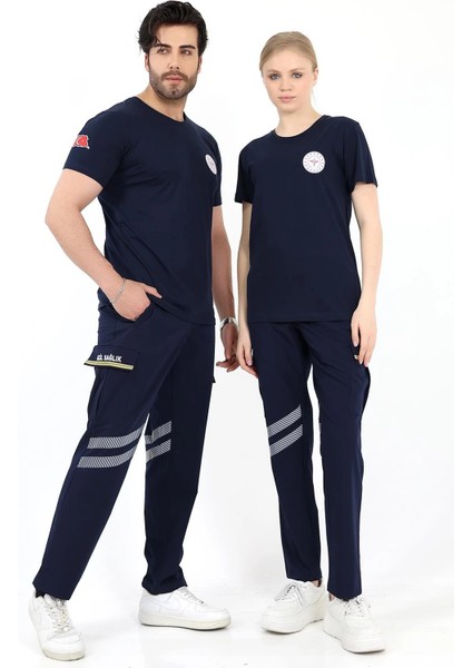 Acil Sağlık Yuvarlak Yaka Penye Kısa Kol Tshirt - Lacivert indirimleri