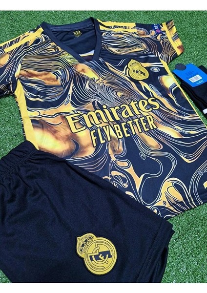 R.e.a.l M.a.d.r.i.d 2024/25 Sezonu Cristiano Ronaldo Konsept Çocuk Forması 3'lü Set (Black-Yellow) fırsatları