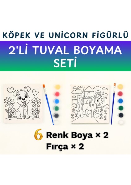 2’li Baskılı Tuval – 15X15 cm Baskılı Tuval Boyama Seti