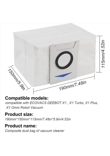 20 Paket Yedek Elektrikli Süpürge Torbaları Ecovacs Deebot X1 Omnı Turbo Robot Vakum Süpürücü (Yurt Dışından)