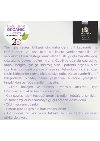 Organik 5 Multi İçerikli Yaşlanma Karşıtı Göz Altı Kremi – Sıkılaştırıcı, Nemlendirici, Kırışıklık ve Koyu Halka Karşıtı 50 ml modelleri
