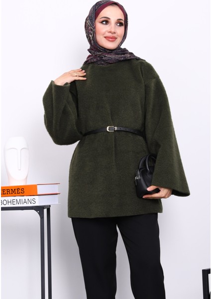 Haki Bel Kemerli Angora Tunik modelleri