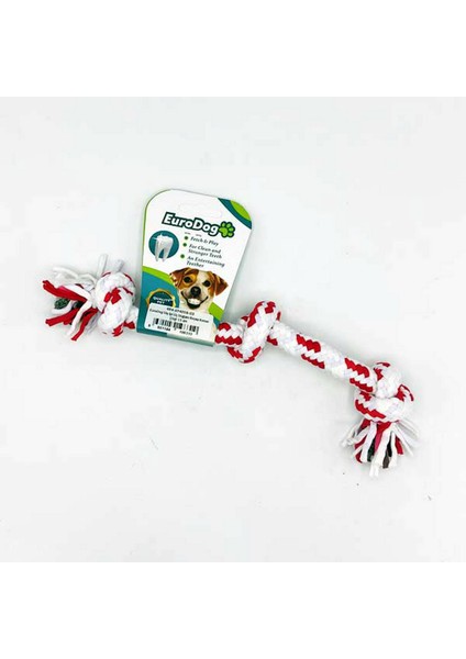 Techmrt Eurodog Diş Ipi Üç Düğüm Beyaz Kımızı Çizgi 15 cm