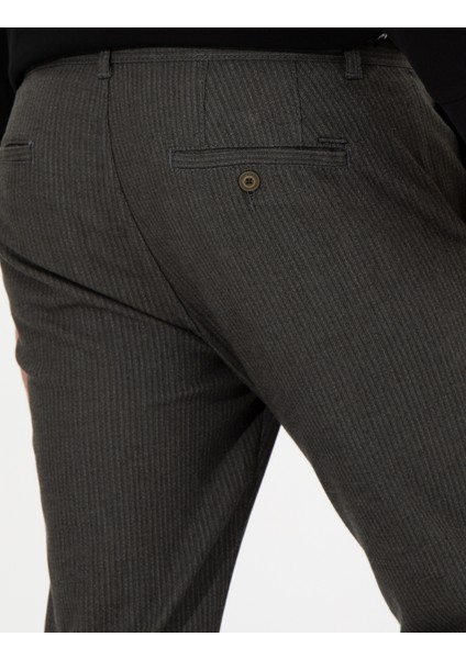 Erkek Haki Slim Fit Keten Karışımlı Chino Pantolon 50259718-VR027