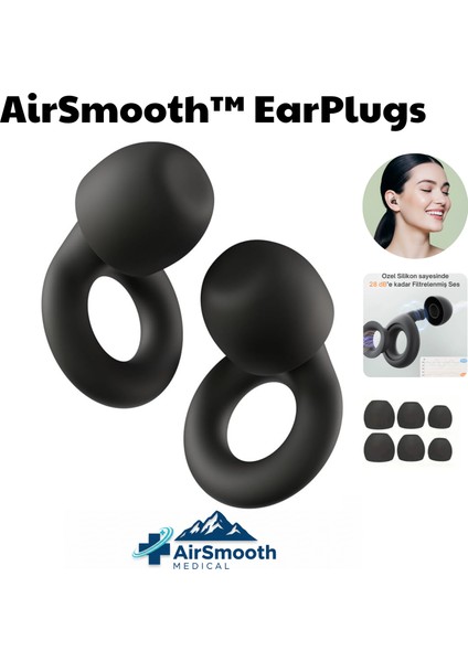 Uyku Kulak Tıkacı - Her Kulağa Uygun Beden - Derin Konsantrasyon - 28 Db - Airsmooth™