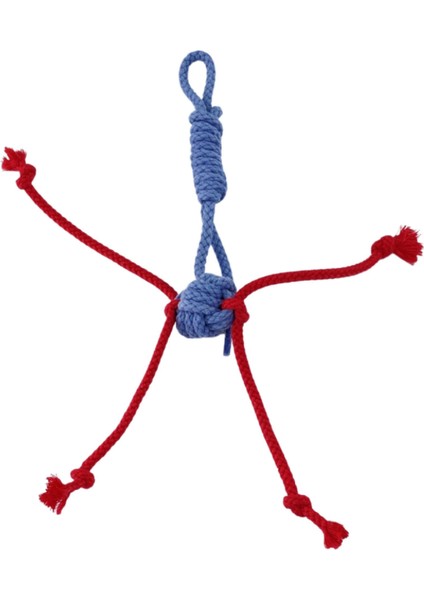 Techmrt Pet Comfort Ipli Kedi Oyuncağı, 100% Pamuk, Gri-Kırmızı 25CM