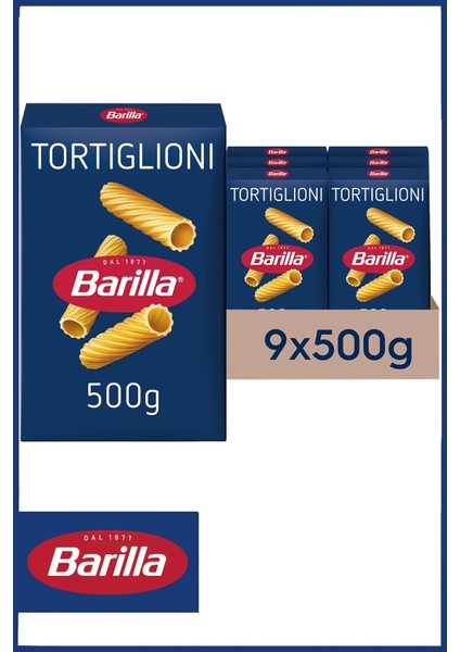 Tortiglioni (Kalın Kesme) Makarna 500 gr x 9 Adet