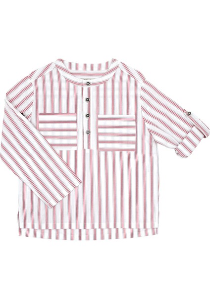 %100 Pamuk Kırmızı Çizgili Yazlık Erkek Çocuk Gömlek fiyatları