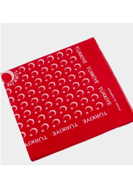 1 Adet Kırmızı Ay Yıldız Türk Bayrağı Temalı Pamuk Kumaş Fular - Bandana - 23 Nisan, 29 Ekim, modelleri