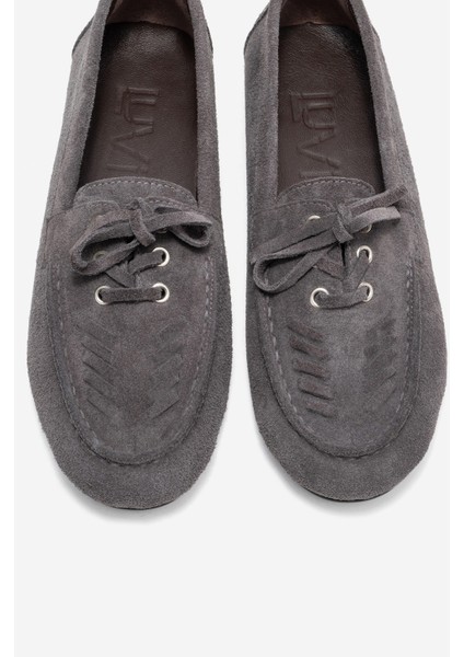 Lorven Füme Süet Hakiki Deri Bağcıklı Kadın Loafer Ayakkabı fiyatları