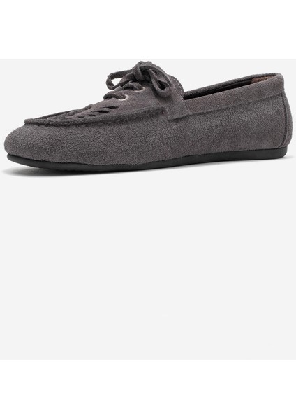 Lorven Füme Süet Hakiki Deri Bağcıklı Kadın Loafer Ayakkabı fırsatları