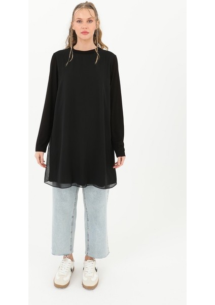 Kadın Balıkçı Yaka Tül Detaylı Bluz