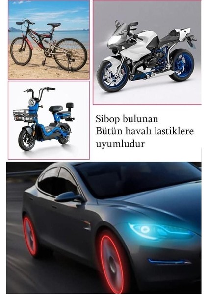 Kırmızı Fosforlu Lastik Sibop Kapağı Gece Parlayan Sibob Kapağı 4 Adet fırsatları