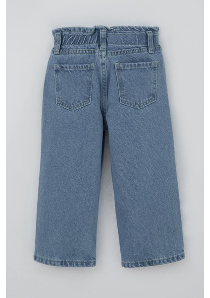 Kız Çocuk Jean Pantolon Papatya Nakışlı Düğmeli 1.5-5 Yaş, Açık Mavi fiyatları