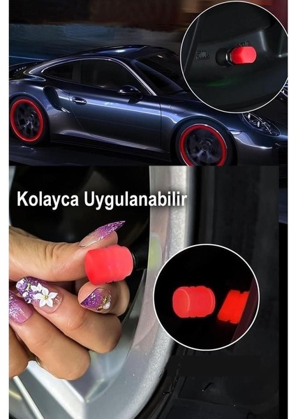 Kırmızı Fosforlu Lastik Sibop Kapağı Gece Parlayan Sibob Kapağı 4 Adet indirimleri