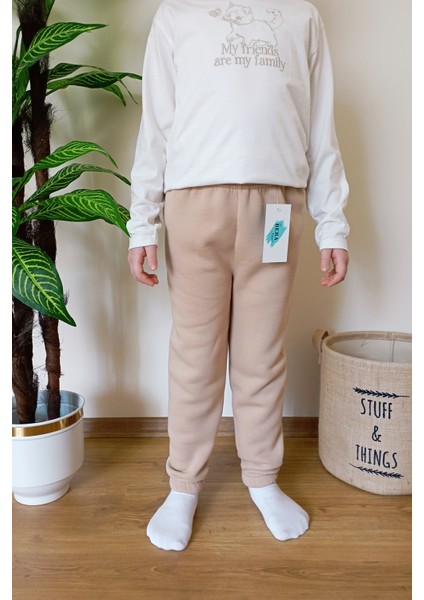 Çocuk Vizon 3 Iplik Şardonlu Paçası Lastikli Kışlık Eşofman Altı indirimleri