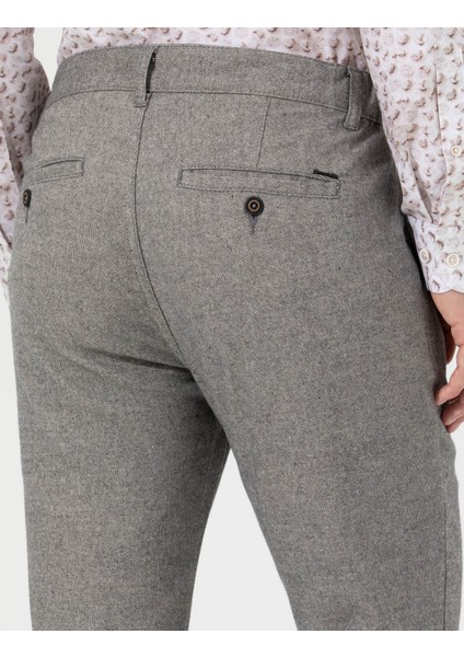 Erkek Gri Slim Fit Kanvas Pantolon 50259778-VR024