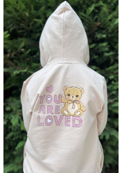 Kız Çocuk Eşofman Takım Kalpli Bebek Ayıcık Baskılı 1.5-5 Yaş, Bej