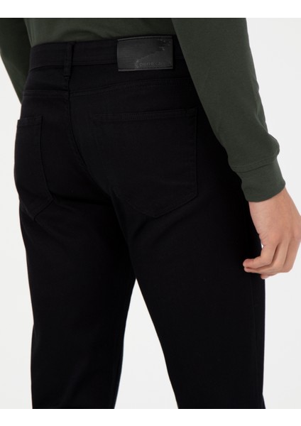 Erkek Siyah Slim Fit Kanvas Pantolon 50255173-VR046
