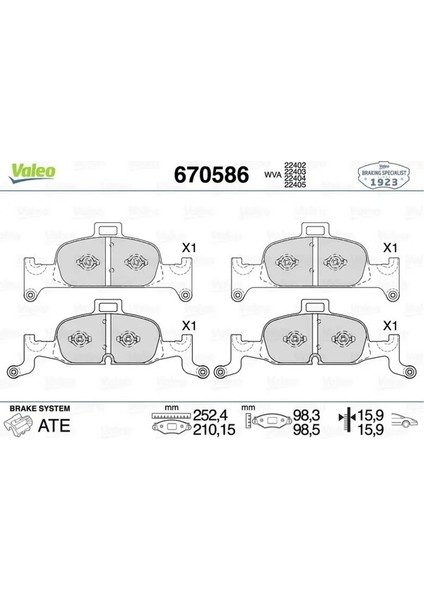 670586 On Fren Balatasi 4K0698151AB 4K0698151E 8W0698151AC