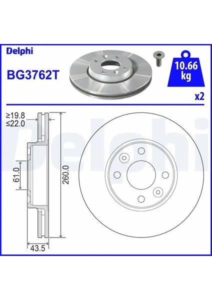 BG3762T Fren Diski On 4020600Q1M 402064911R 402064AA1A (2 Adet Fiyatıdır)