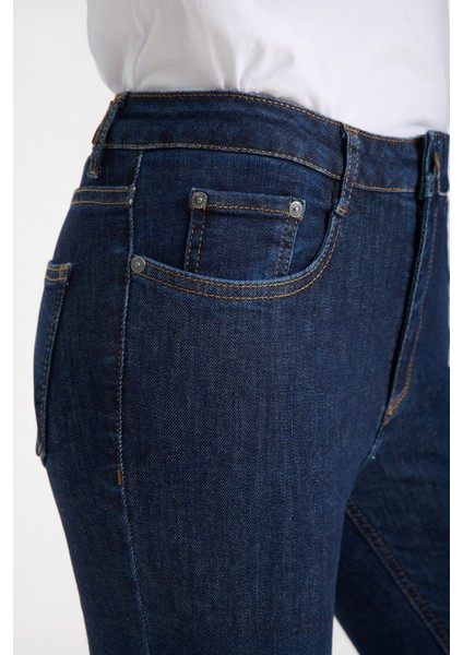 Julia 92 Normal Bey Koyu Rinse Crop Flare Jeans Kadın fırsatları