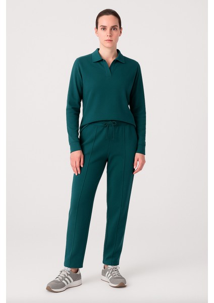 Organik Pamuklu Petrol Mavisi Kadın Sweatpant modelleri