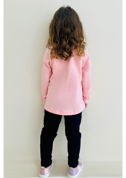 Kız Çocuk Taytlı Takım Ayakkabı Baskılı 4-9 Yaş, Pembe