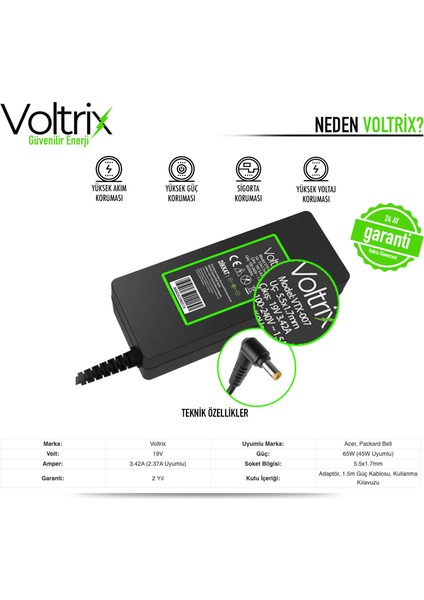 Acer V15 Nitro VN7-571G Uyumlu Adaptör, Şarj Aleti - Cihazı (65W) fiyatları