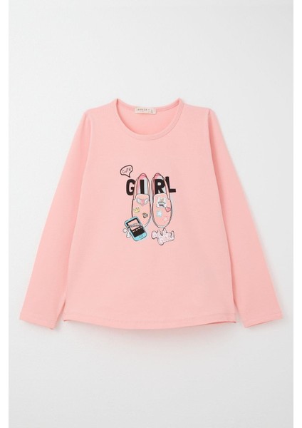 Kız Çocuk Taytlı Takım Ayakkabı Baskılı 4-9 Yaş, Pembe