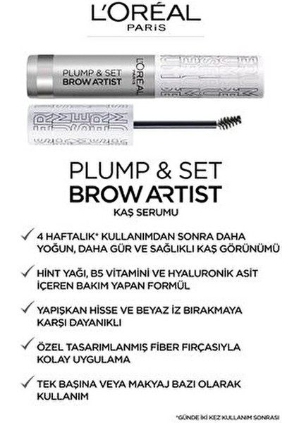 Brow Artist Plump & Set Şeffaf Kaş Sabitleyici Maskara Suya Dayanıklı 7 ml
