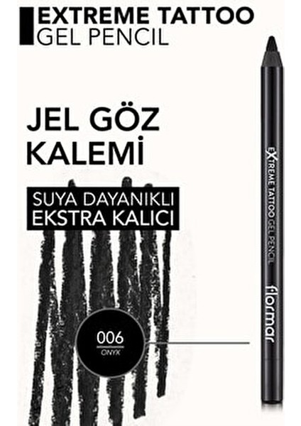Extreme Tattoo Jel Göz Kalemi Siyah Suya Dayanıklı ve Kolay Uygulama 006 ONYX