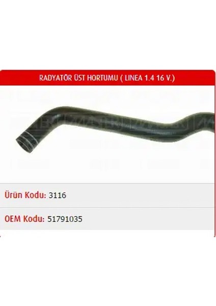 M3116 Radyator Hortumu Ust 51791035