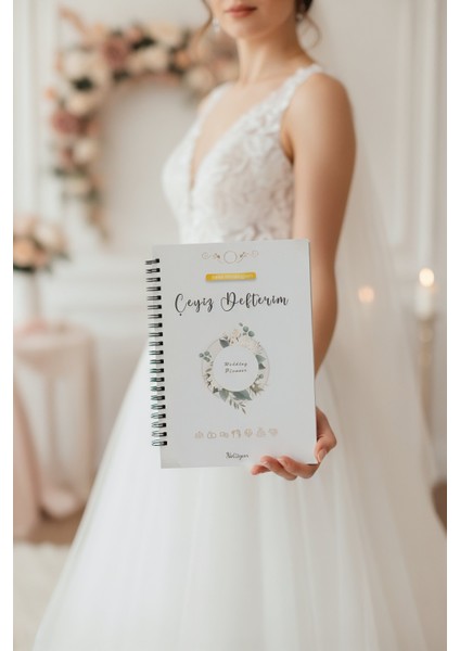 Çeyiz Defteri, Düğün Planlayıcı, Çeyiz Listesi, Çeyiz, Söz, Nişan, Kına, Balayı, Spiralli, 44 Sayfa.
