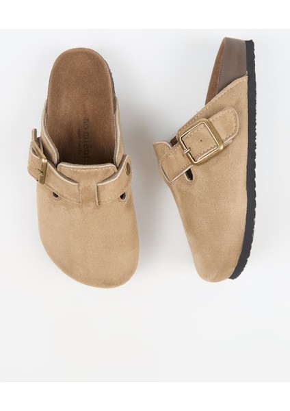 Nomiento Cancun Kadın Vegan Deri Tokalı Vizon Sabo Terlik fiyatları