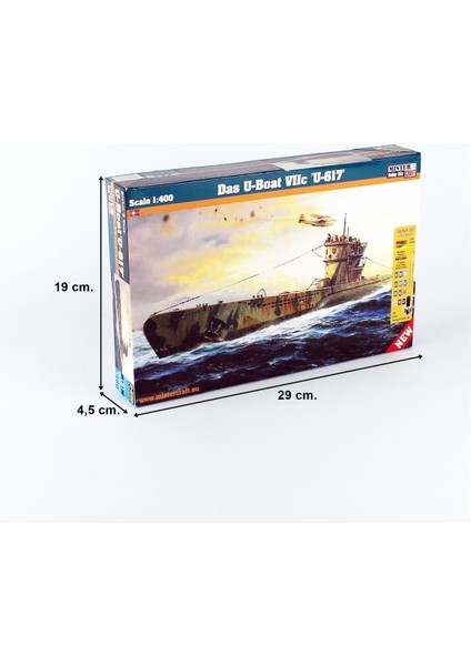 D290ST 1/400 Das U-Boat Vııc (U-617) Denizaltı Plastik Model Kiti, (12XBOYA,2XFIRÇA,YAPIŞTIRICILI Başlangıç Seti)
