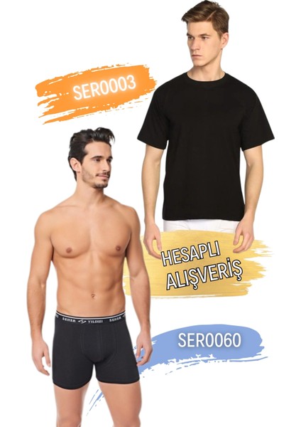 Erkek Sıfır Yaka Penye Atlet ve Boxer Şort Takım 6'lı Set (12 Parça) SER0003 - SER0060 fırsatları