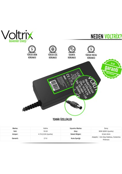 Sony Vaio VPCEB22FX/WI, VPCEB2RFX/G Uyumlu Adaptör, Şarj Aleti - Cihazı (90W) fiyatları