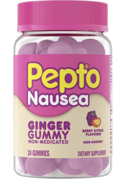 Pepto Bismol Nauseds Gınger Gummy Berry Cıtrus Flavored 24 Gummıes