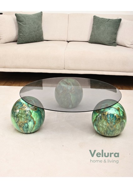 Modern Orta Sehpa & Küre Sehpa & Top Sehpa & Füme Yuvarlak Cam & Jungle fırsatları