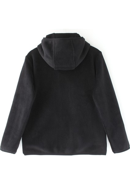 Kapüşonlu Fermuarlı Unisex Çocuk Polar Ceket Siyah Polar Okul Ceketi fiyatları